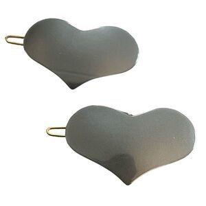 Vintage Pearlescant Blue French Heart Barrettes, Made in France, Deadstock, NOS